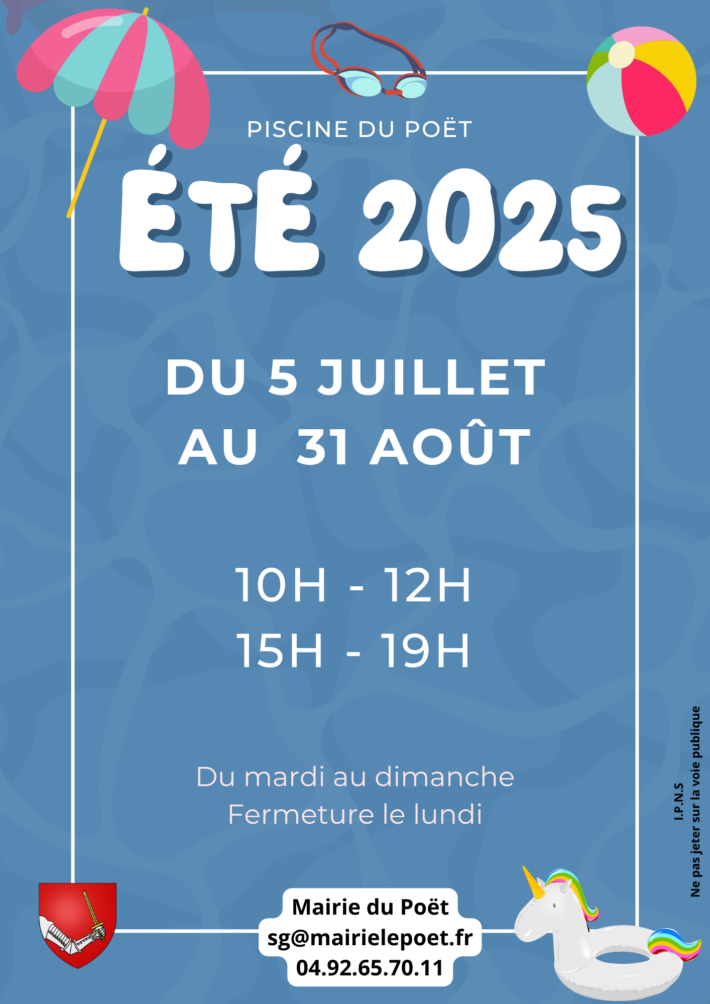 Piscine 5 juillet au 31 août